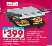 Sunbeam 4-Slice Stainless Steel Sandwich Press SSP400