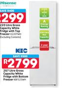 KIC 267ltr Gross Capacity White Fridge With Bottom Freezer HBF525WH