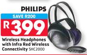 Philips Wireless Headphones With Infra Red Wireless Connectivity SHC2000