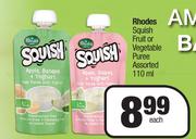Rhodes Squish Fruit Or Vegetable Puree Assorted-110ml Each