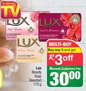 Lux Beauty Soap Assorted-For 3 x 175g