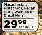 Nuggles Macadamias, Pistachios, Pecan Nuts, Walnuts Or Brazil Nuts-Per 100g