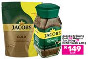 Jacobs Kronung Gold or Origins Jar 200g Or Refill Pouch 230g-Each