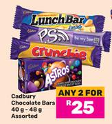 Cadbury Chocolate Bars Assorted-For Any 2 x 40g/48g