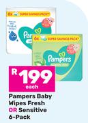 Pampers Baby Wipes Fresh Or Sensitive 6 Pack-Each