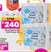 Great Value 2 Ply Toilet Tissue-For 2 x 18s