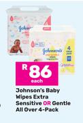 Johnson's Baby Wipes Extra Sensitive Or Gentle All Over 4 Pack-Each