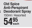 Old Spice Anti-Perspirant Deodorant Spray Assorted-150ml Each