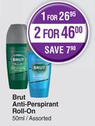 Brut Anti-Perspirant Roll-On Assorted-For 2 x 50ml
