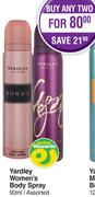 Yardley Women's Body Spray Assorted 90ml-For Any 2
