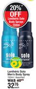 Lentheric Solo Men's Body Spray Assorted-150ml Each