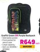 Graffiti Green Or Purple Backpack-Each