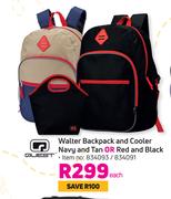 Quest Walter Backpack & Cooler Navy & Tan Or Red & Black-Each