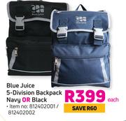 Blue Juice 5 Division Backpack Navy Or Black-Each