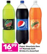 Pepsi, Mountain Dew Or Marinda Soft Drinks Assorted-2L Each