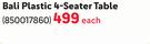 Contour Bali Plastic 4-Seater Table 850017860-Each