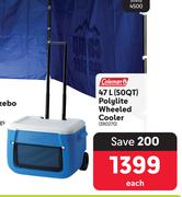Coleman 47Ltr (50QT) Polylite Wheeled Cooler 390270-Each