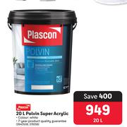 Plascon Polvin Super Acrylic (White) 2640508, 378356-20Ltr