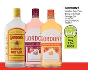 Gordon's London Dry, Pink Berry Or Sunset Orange Gin-For 2 x 750ml