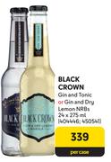 Black Crown Gin & Tonic & Gin & Dry Lemon NRBs-24 x 275ml Per Case