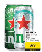Heineken Lager Or Silver Cans-24 x 440ml Per Case