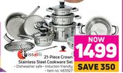Tissolli 21 Piece Crown Stainless Steel Cookware Set