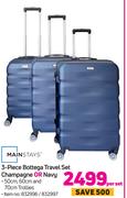 Mainstays 3 Piece Bottega Travel Set Champagne Or Navy-Per Set