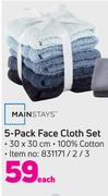 Mainstays 5 Pack Face Cloth Set-Each