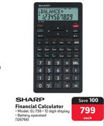 Sharp Financial Calculator EL-738-Each