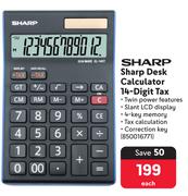 Sharp Desk Calculator 14-Figit Tax 850016771-Each