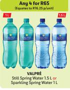 Valpre Still Spring Water 1.5Ltr Or Sparkling Spring Water 1Ltr-For Any 4