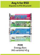 PVM Energy Bars (All Variants)-For Any 4 x 45g