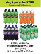 Pepsi, Mirinda, Mountain Dew Or 7UP Soft Drink (All Variants)-For Any 2 x 12 x 500ml