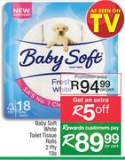 Baby Soft White Toilet Tissue Rolls 2 Ply-18's Per Pack