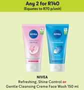 Nivea Refreshing Shine Control Or Gentle Cleansing Creme Face Wash-For Any 2 x 150ml