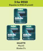 Gillette Mach3 Blades 5's Pack-For 3