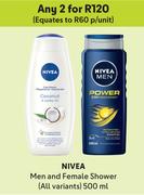 Nivea Men And Female Shower (All Variants)-For Any 2 x 500ml