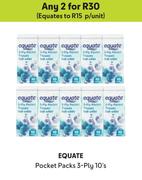 Equate Pocket Packs 3-Ply 10's Pack-For Any 2