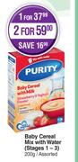 Purity Baby Cereal Mix With Water (Stages 1-3) Assorted-For 1 x 200g