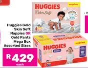 Huggies Gold Skin Soft Nappies Or Gold Pants Mega Box (Assorted Sizes)-Each