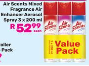 Air Scents Mixed Fragrance Air Enhancer Aerosol Spray-3 x 200ml