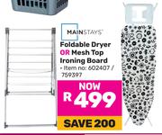 Mainstays Foldable Dryer Or Mesh Top Ironing Board-Each