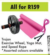 Trojan Exercise Wheel, Yoga Mat And Speed Rope-For All 3