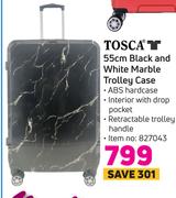 Tosca 55cm Black & White Marble Trolley Case