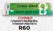 1 x Food Lover's Cling Wrap 100m, 1 x Food Lover's Heavy Foil 5m-Combo