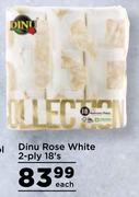 Dinu Rose White 2 Ply-18's Pack Each