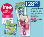 Dorco Shai For Women Or Pace For Men Razor With Handle Plus Free 4 Cartridges 