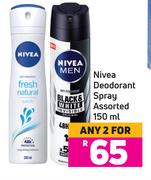 Nivea Deodorant Spray Assorted-For 2 x 150ml