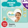 Pampers Premium Care Nappies Value Pack Sizes 1-6-For 2