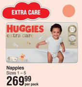 Huggies Extra Care Nappies Sizes 1-5-Per Pack